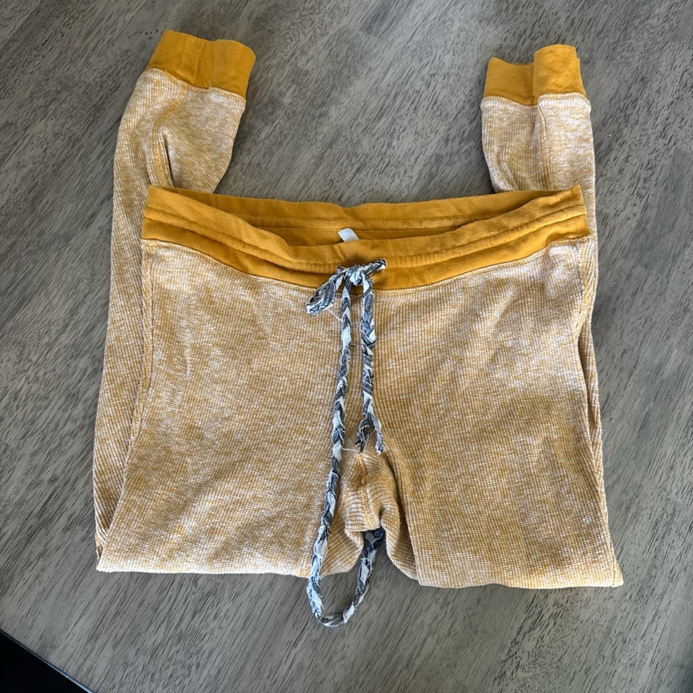 Free People Mustard Yellow Ribbed Drawstring Joggers